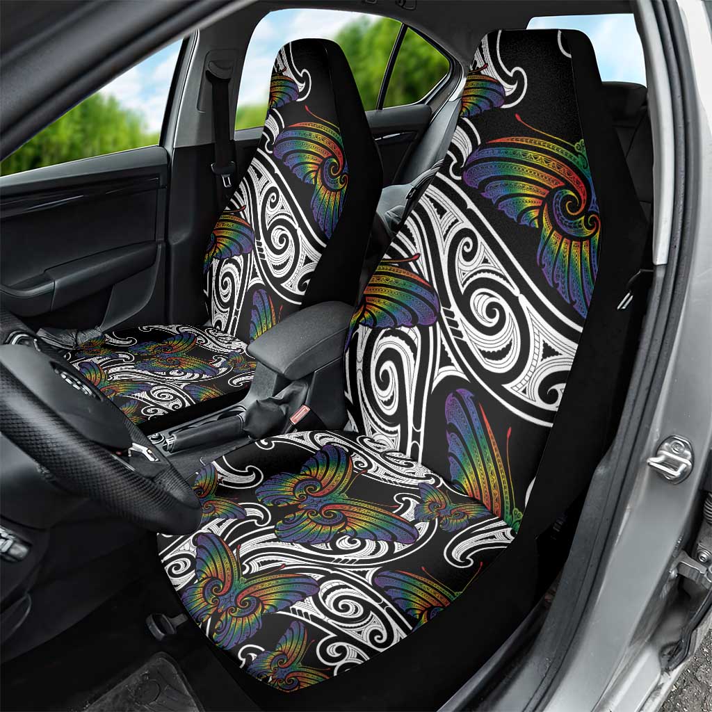 Aotearoa Takatapui Pride Car Seat Cover Rainbow Butterfly - Free To Love
