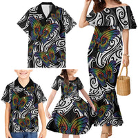 Aotearoa Takatapui Pride Family Matching Mermaid Dress and Hawaiian Shirt Rainbow Butterfly - Free To Love