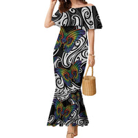 Aotearoa Takatapui Pride Family Matching Mermaid Dress and Hawaiian Shirt Rainbow Butterfly - Free To Love
