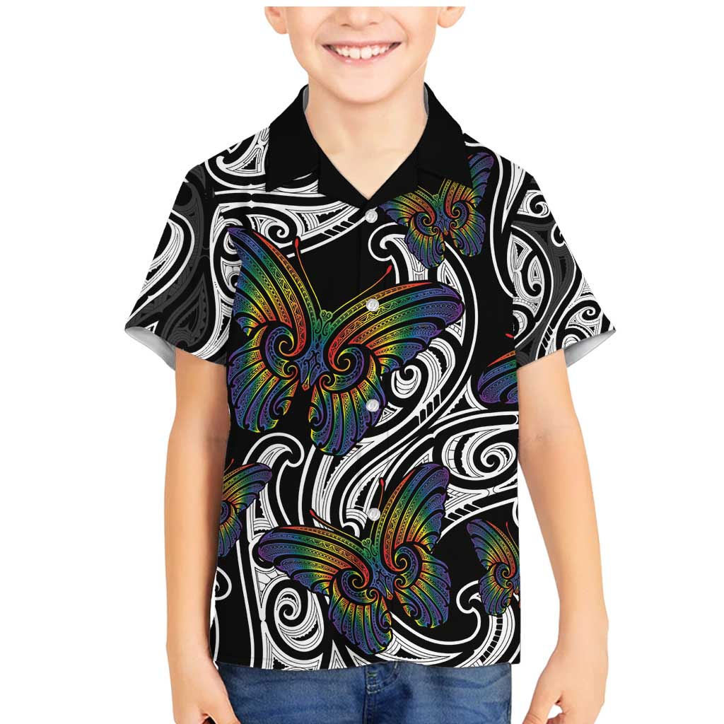 Aotearoa Takatapui Pride Family Matching Mermaid Dress and Hawaiian Shirt Rainbow Butterfly - Free To Love