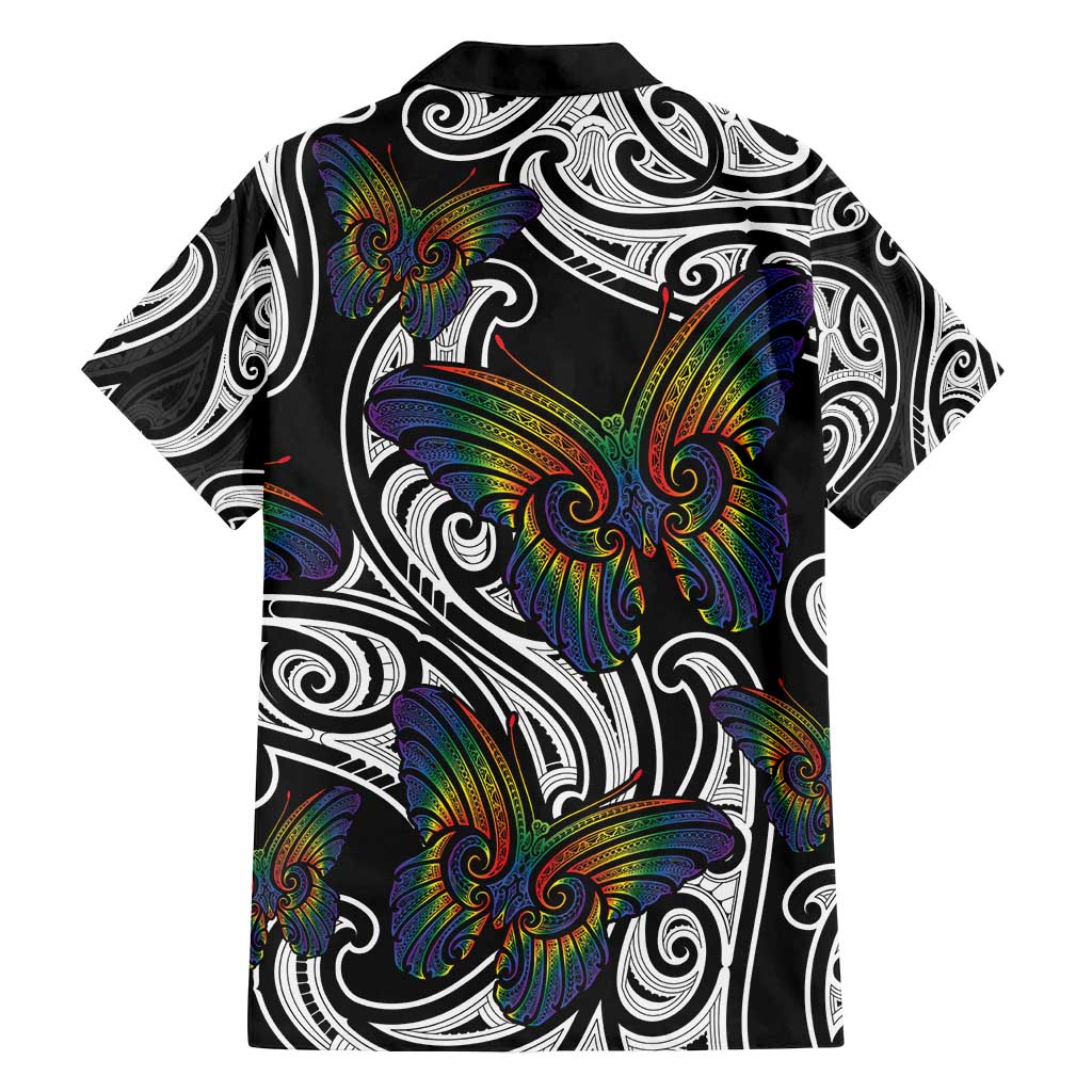 Aotearoa Takatapui Pride Family Matching Tank Maxi Dress and Hawaiian Shirt Rainbow Butterfly - Free To Love