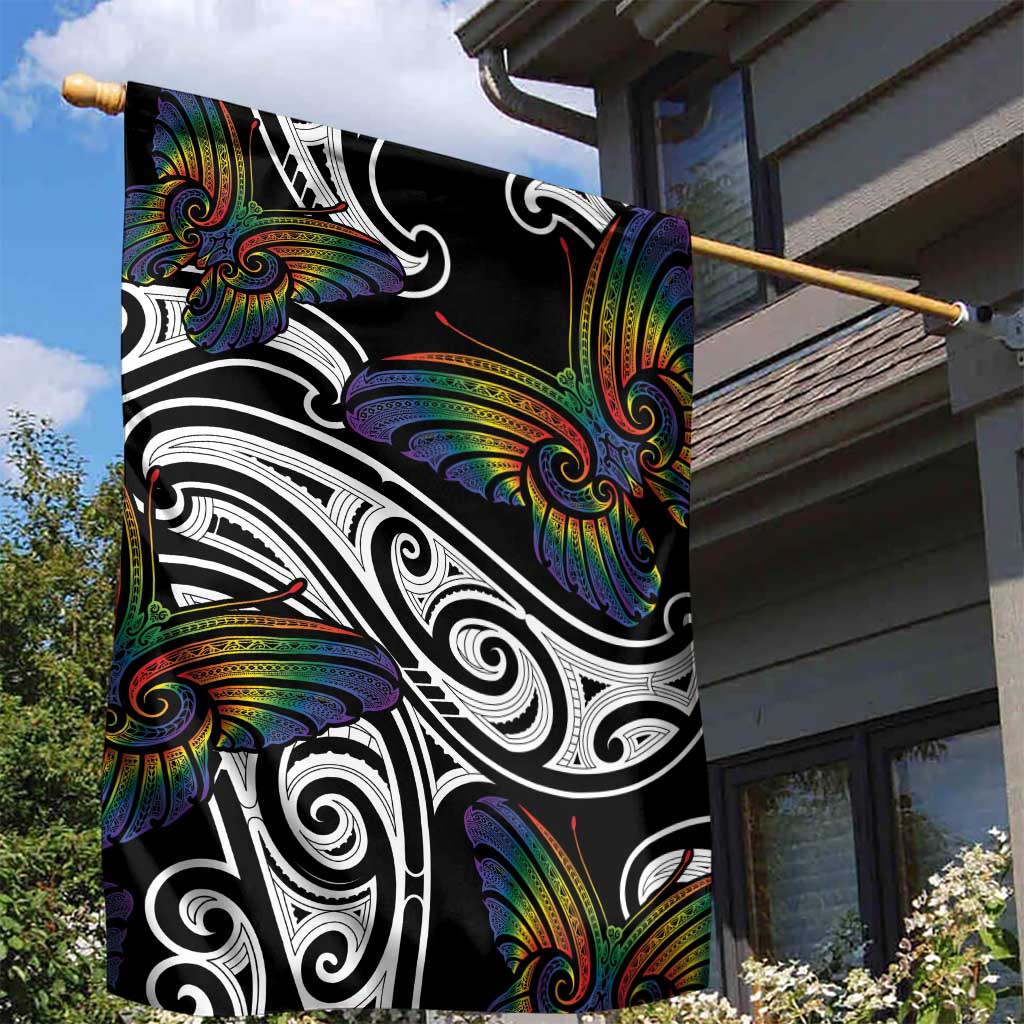 Aotearoa Takatapui Pride Garden Flag Rainbow Butterfly - Free To Love LT7 - Polynesian Pride