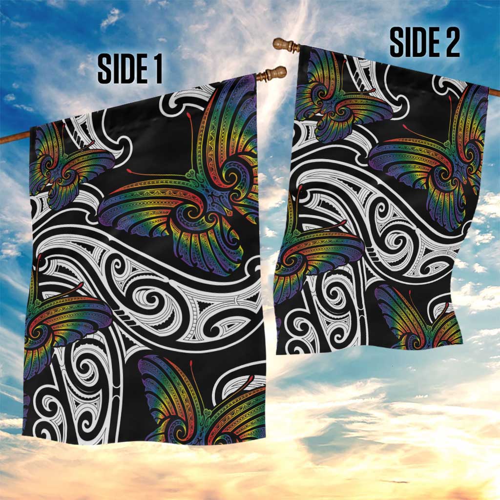 Aotearoa Takatapui Pride Garden Flag Rainbow Butterfly - Free To Love LT7 - Polynesian Pride