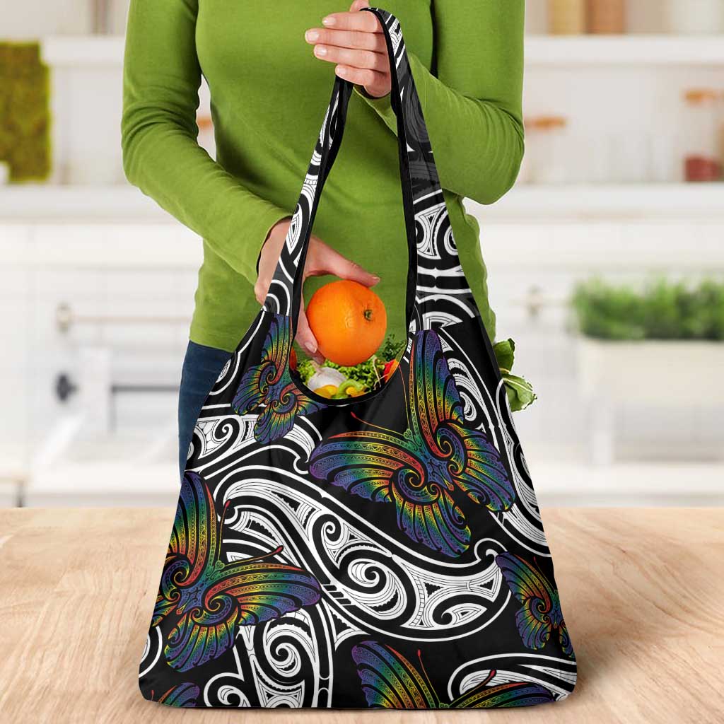 Aotearoa Takatapui Pride Grocery Bag Rainbow Butterfly - Free To Love LT7 - Polynesian Pride