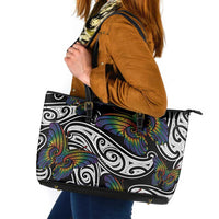 Aotearoa Takatapui Pride Leather Tote Bag Rainbow Butterfly - Free To Love