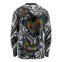 Aotearoa Takatapui Pride Long Sleeve Shirt Rainbow Butterfly - Free To Love LT7 - Polynesian Pride