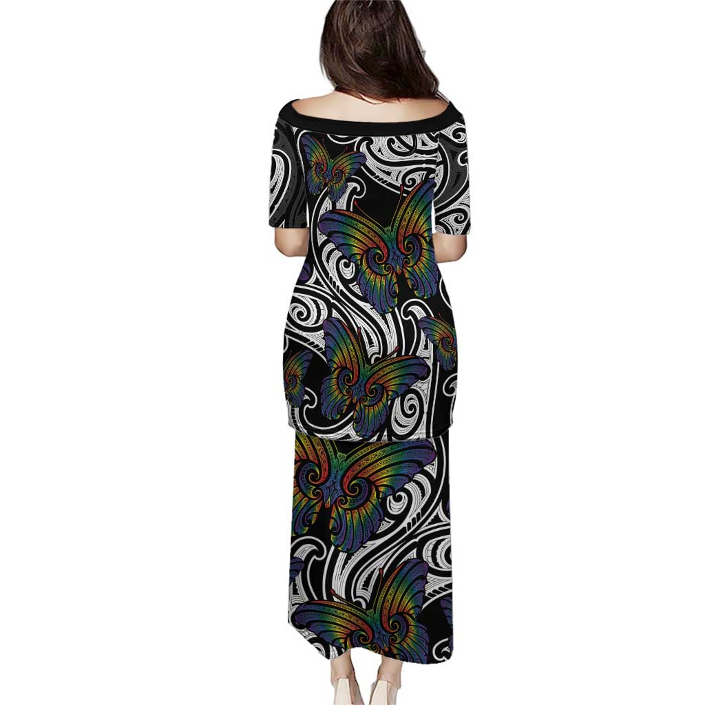 Aotearoa Takatapui Pride Puletasi Rainbow Butterfly - Free To Love LT7 - Polynesian Pride