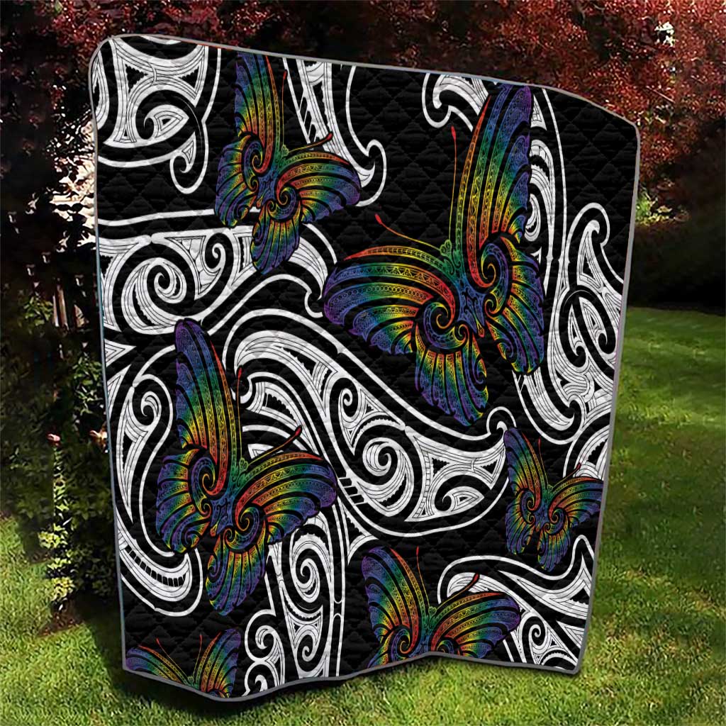 Aotearoa Takatapui Pride Quilt Rainbow Butterfly - Free To Love