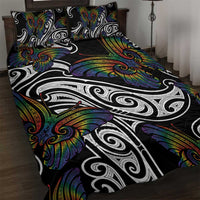 Aotearoa Takatapui Pride Quilt Bed Set Rainbow Butterfly - Free To Love LT7 Black - Polynesian Pride