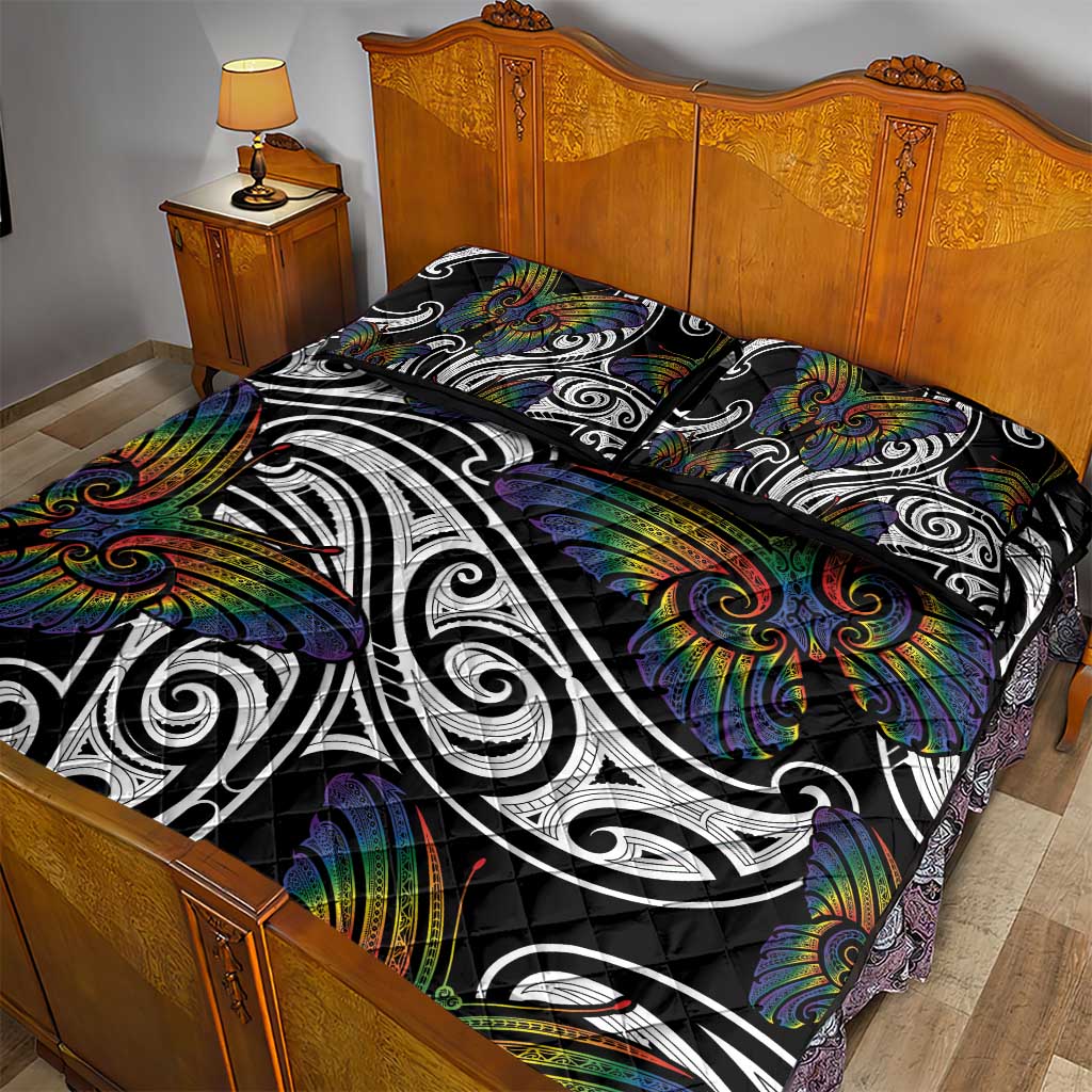 Aotearoa Takatapui Pride Quilt Bed Set Rainbow Butterfly - Free To Love LT7 - Polynesian Pride