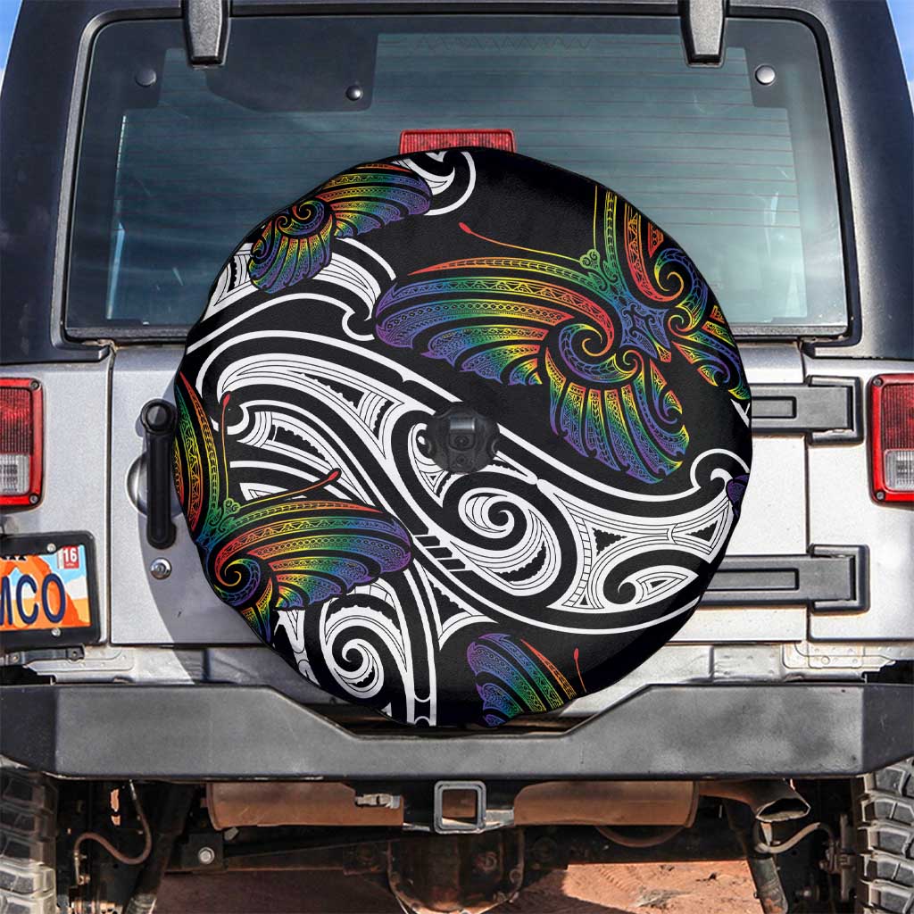 Aotearoa Takatapui Pride Spare Tire Cover Rainbow Butterfly - Free To Love