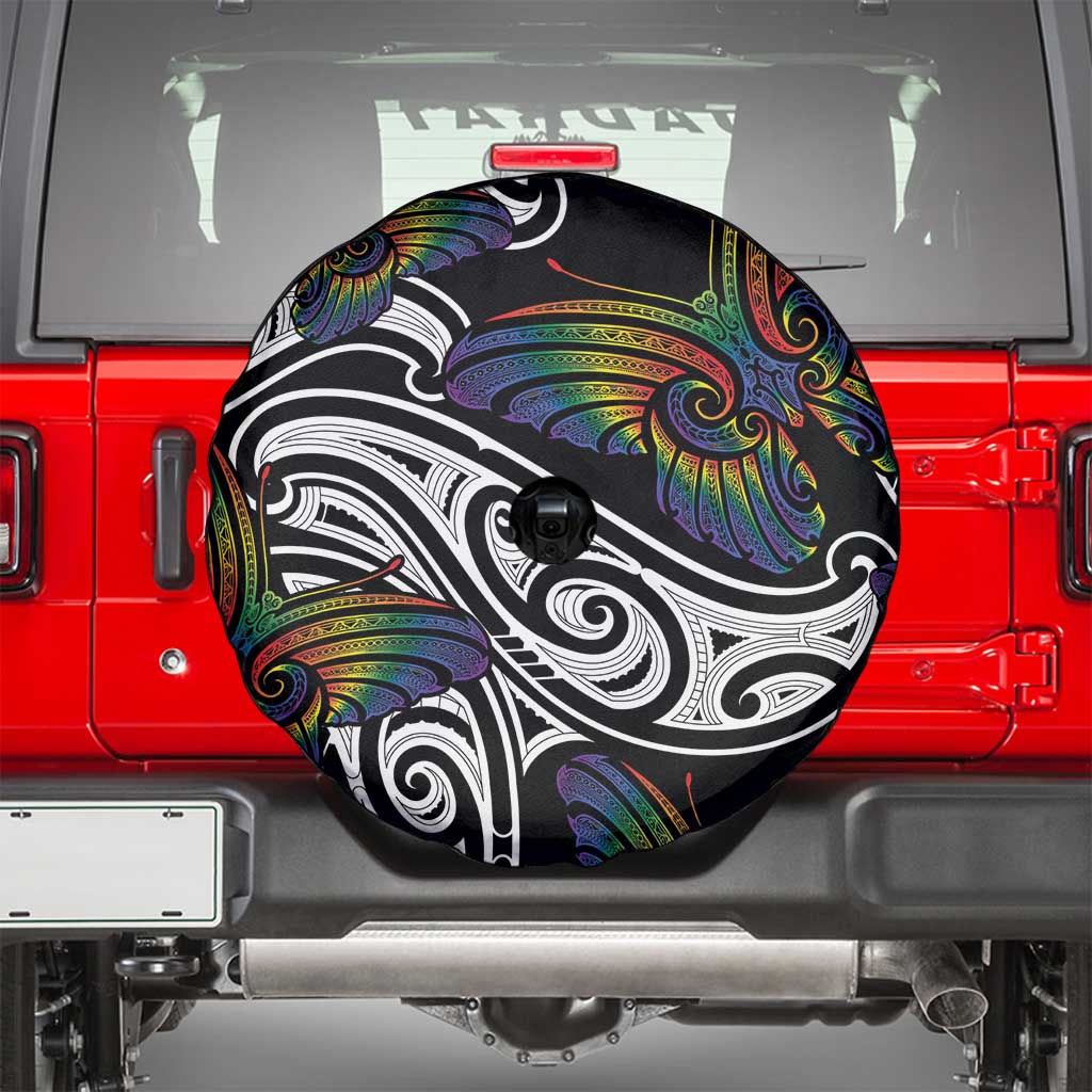 Aotearoa Takatapui Pride Spare Tire Cover Rainbow Butterfly - Free To Love