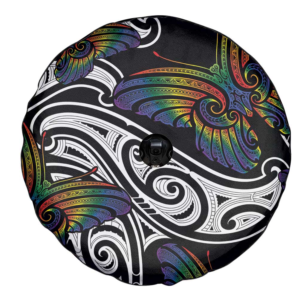 Aotearoa Takatapui Pride Spare Tire Cover Rainbow Butterfly - Free To Love