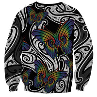 Aotearoa Takatapui Pride Sweatshirt Rainbow Butterfly - Free To Love LT7 - Polynesian Pride