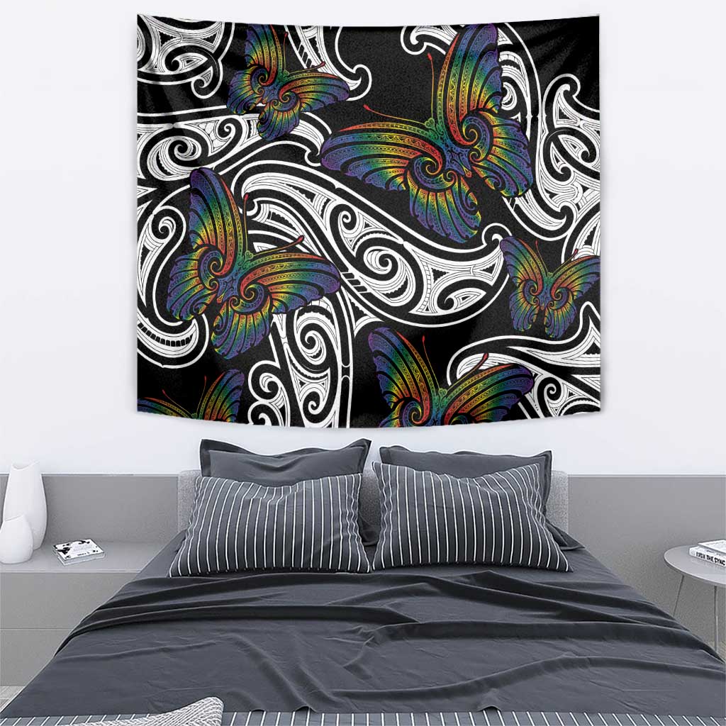 Aotearoa Takatapui Pride Tapestry Rainbow Butterfly - Free To Love