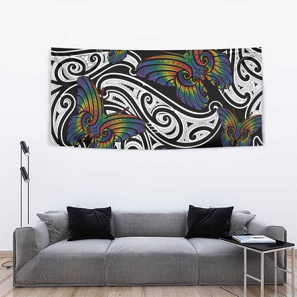 Aotearoa Takatapui Pride Tapestry Rainbow Butterfly - Free To Love
