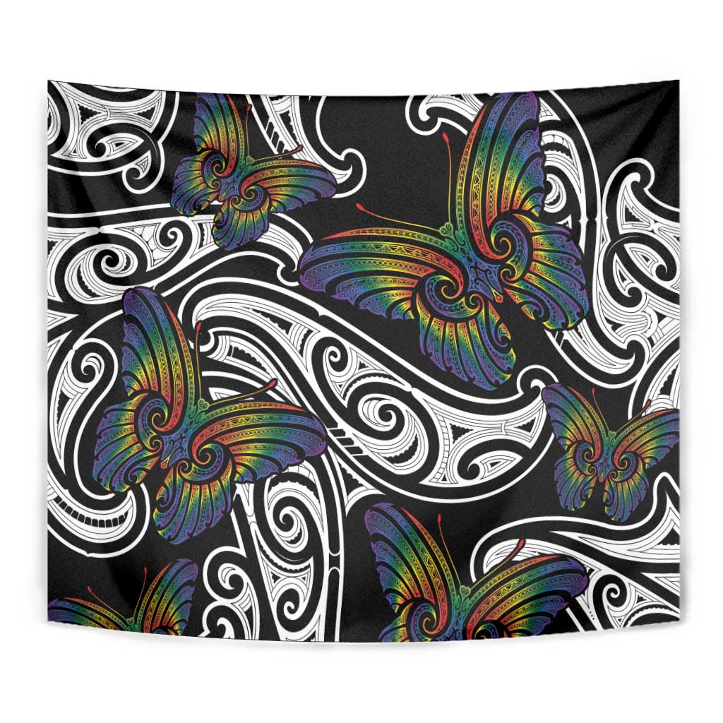 Aotearoa Takatapui Pride Tapestry Rainbow Butterfly - Free To Love