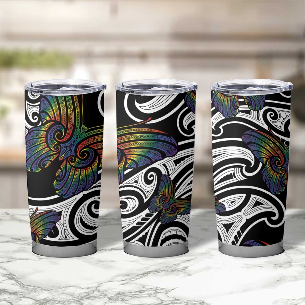 Aotearoa Takatapui Pride Tumbler Cup Rainbow Butterfly - Free To Love LT7 - Polynesian Pride