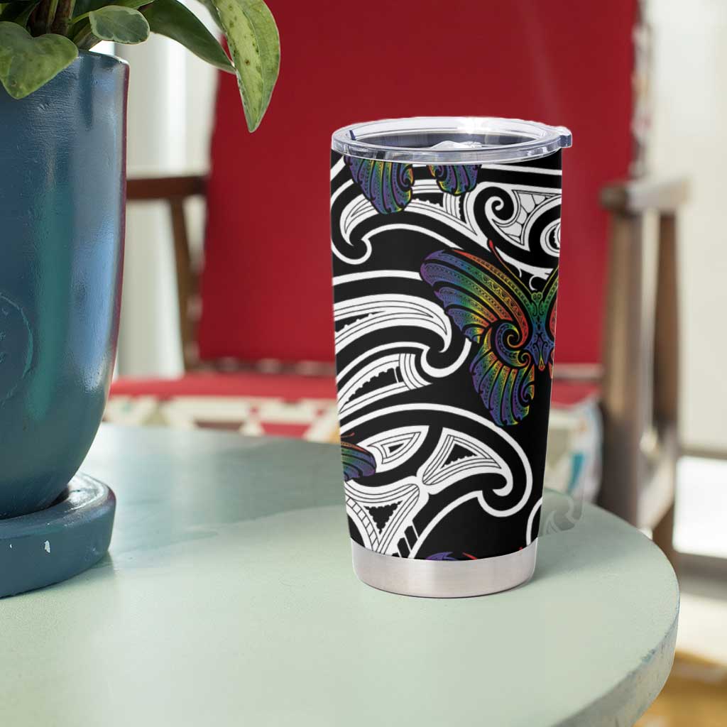 Aotearoa Takatapui Pride Tumbler Cup Rainbow Butterfly - Free To Love LT7 - Polynesian Pride