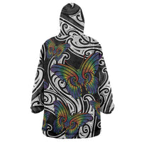 Aotearoa Takatapui Pride Wearable Blanket Hoodie Rainbow Butterfly - Free To Love LT7 - Polynesian Pride