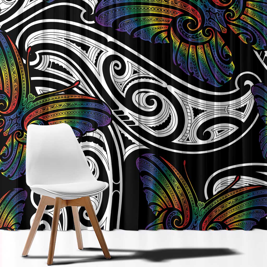 Aotearoa Takatapui Pride Window Curtain Rainbow Butterfly - Free To Love LT7 - Polynesian Pride
