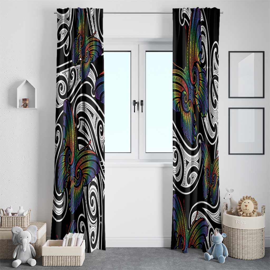Aotearoa Takatapui Pride Window Curtain Rainbow Butterfly - Free To Love LT7 - Polynesian Pride