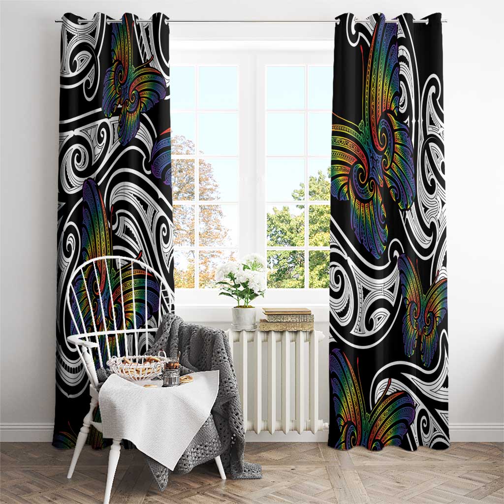 Aotearoa Takatapui Pride Window Curtain Rainbow Butterfly - Free To Love LT7 - Polynesian Pride