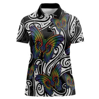 Aotearoa Takatapui Pride Women Polo Shirt Rainbow Butterfly - Free To Love