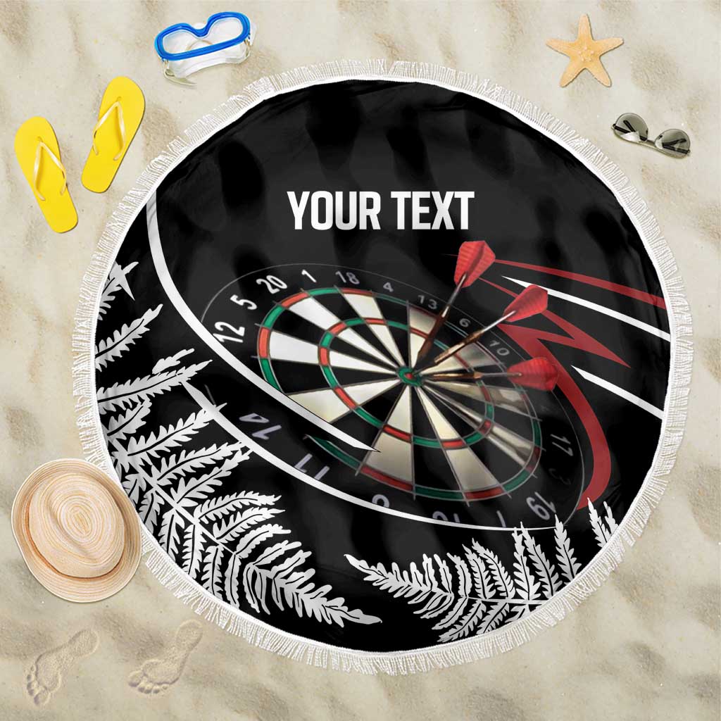 New Zealand Darts Personalised Beach Blanket Silver Fern Dynamic LT7 One Size 150cm Red - Polynesian Pride