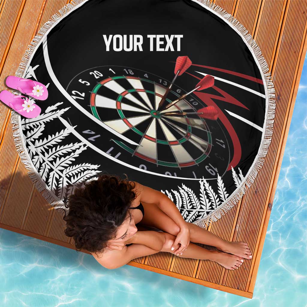 New Zealand Darts Personalised Beach Blanket Silver Fern Dynamic LT7 - Polynesian Pride