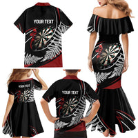 New Zealand Darts Personalised Family Matching Mermaid Dress and Hawaiian Shirt Silver Fern Dynamic