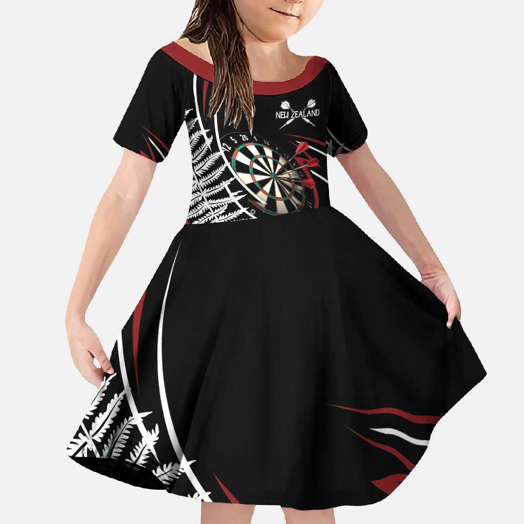 New Zealand Darts Personalised Family Matching Off Shoulder Maxi Dress and Hawaiian Shirt Silver Fern Dynamic
