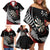 New Zealand Darts Personalised Family Matching Off Shoulder Short Dress and Hawaiian Shirt Silver Fern Dynamic