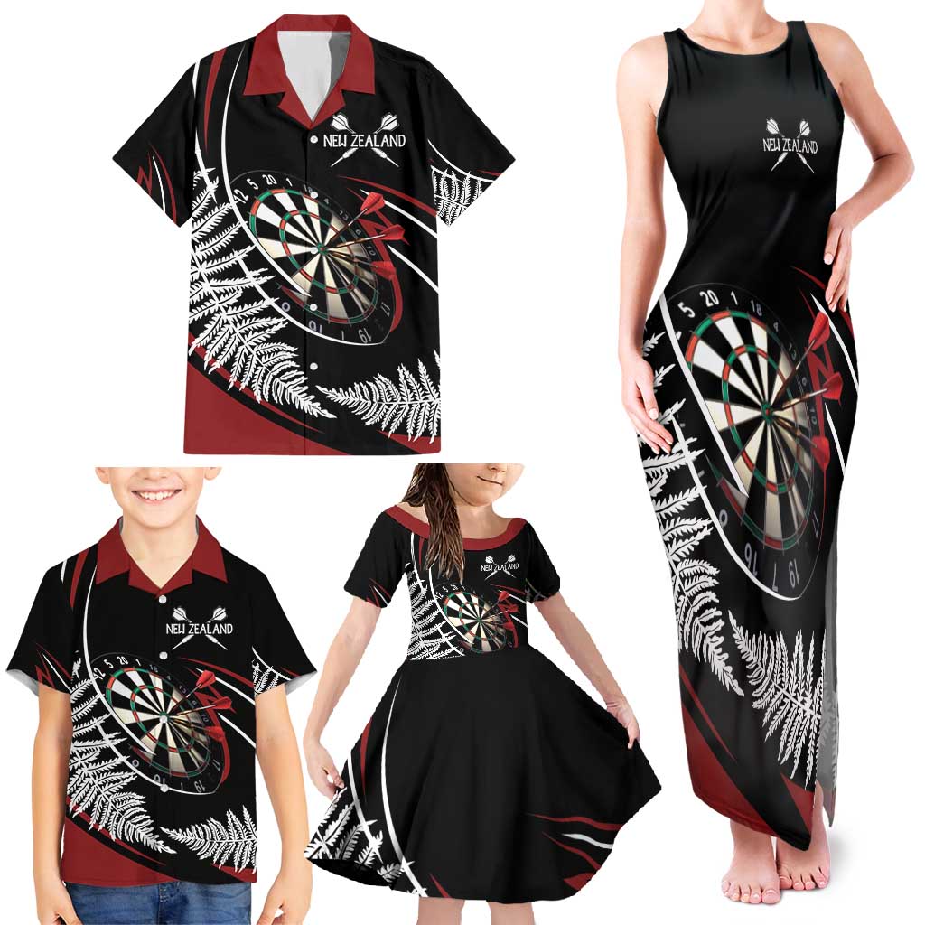 New Zealand Darts Personalised Family Matching Tank Maxi Dress and Hawaiian Shirt Silver Fern Dynamic