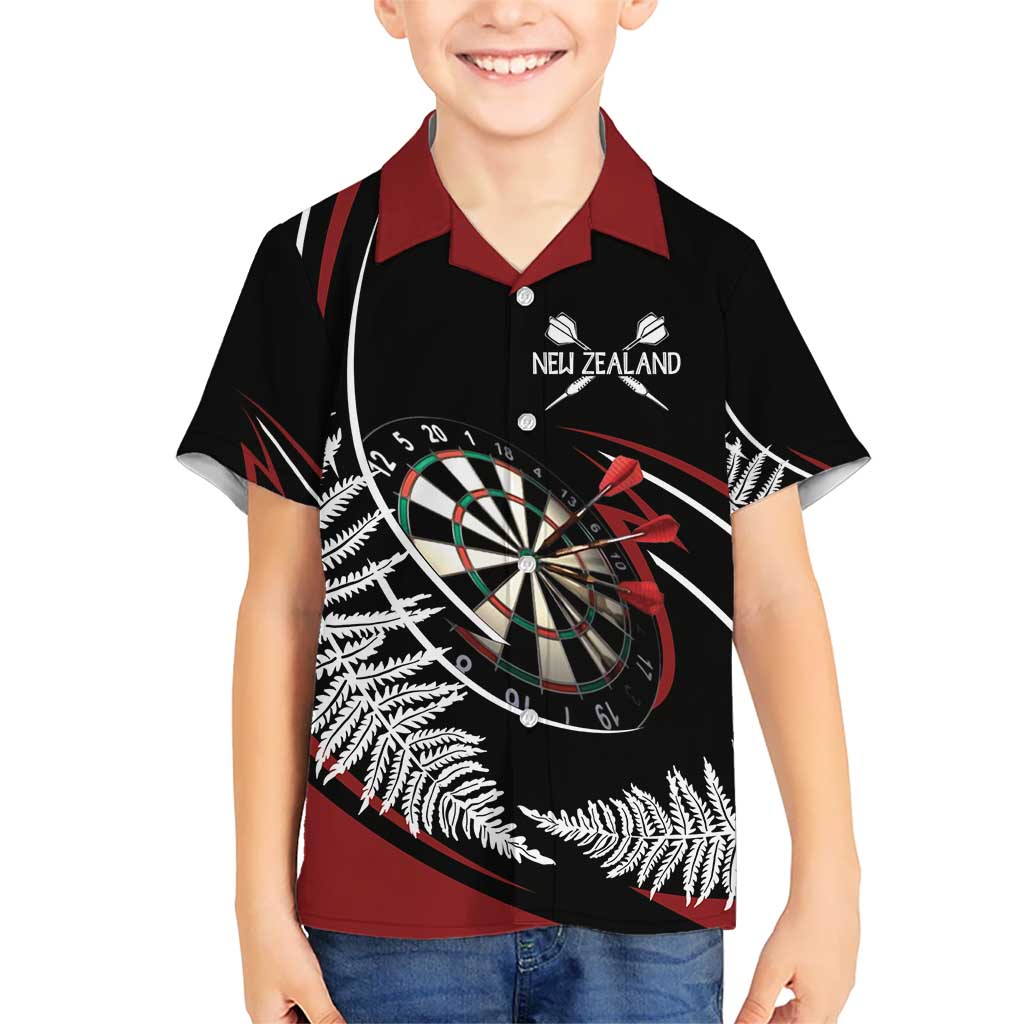 New Zealand Darts Personalised Kid Hawaiian Shirt Silver Fern Dynamic