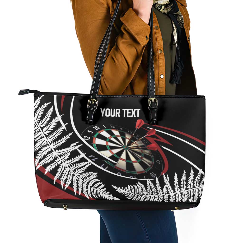 New Zealand Darts Personalised Leather Tote Bag Silver Fern Dynamic