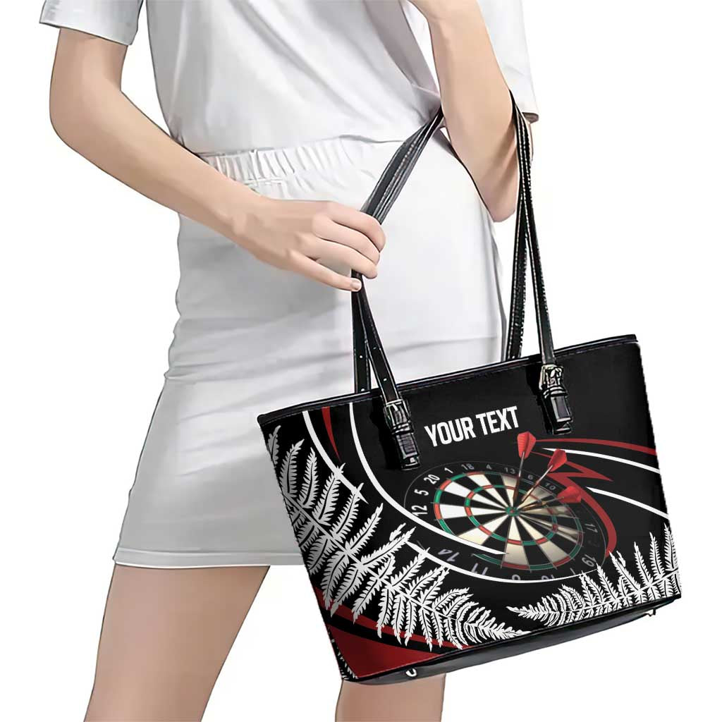 New Zealand Darts Personalised Leather Tote Bag Silver Fern Dynamic