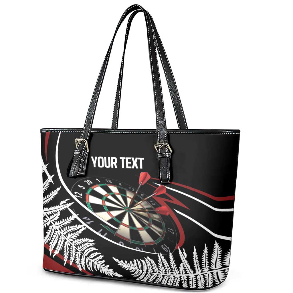New Zealand Darts Personalised Leather Tote Bag Silver Fern Dynamic