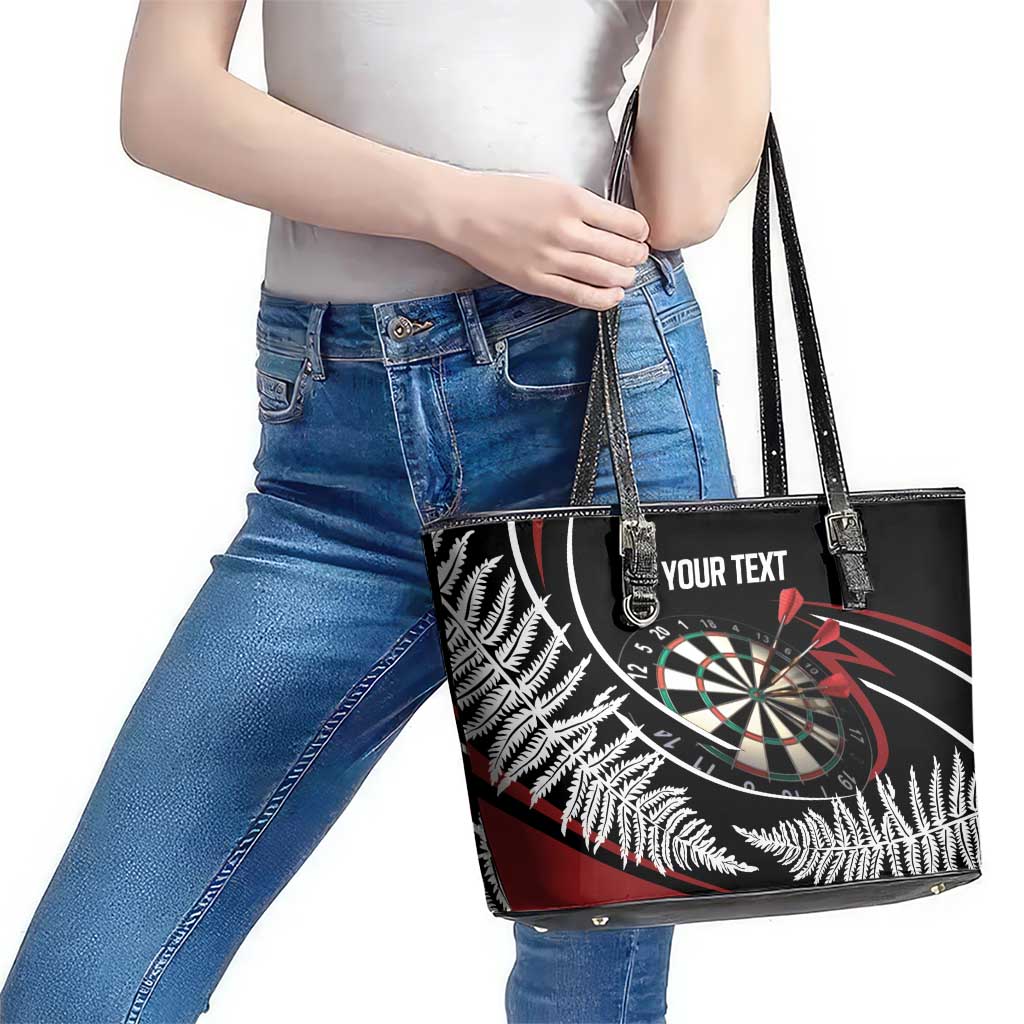 New Zealand Darts Personalised Leather Tote Bag Silver Fern Dynamic