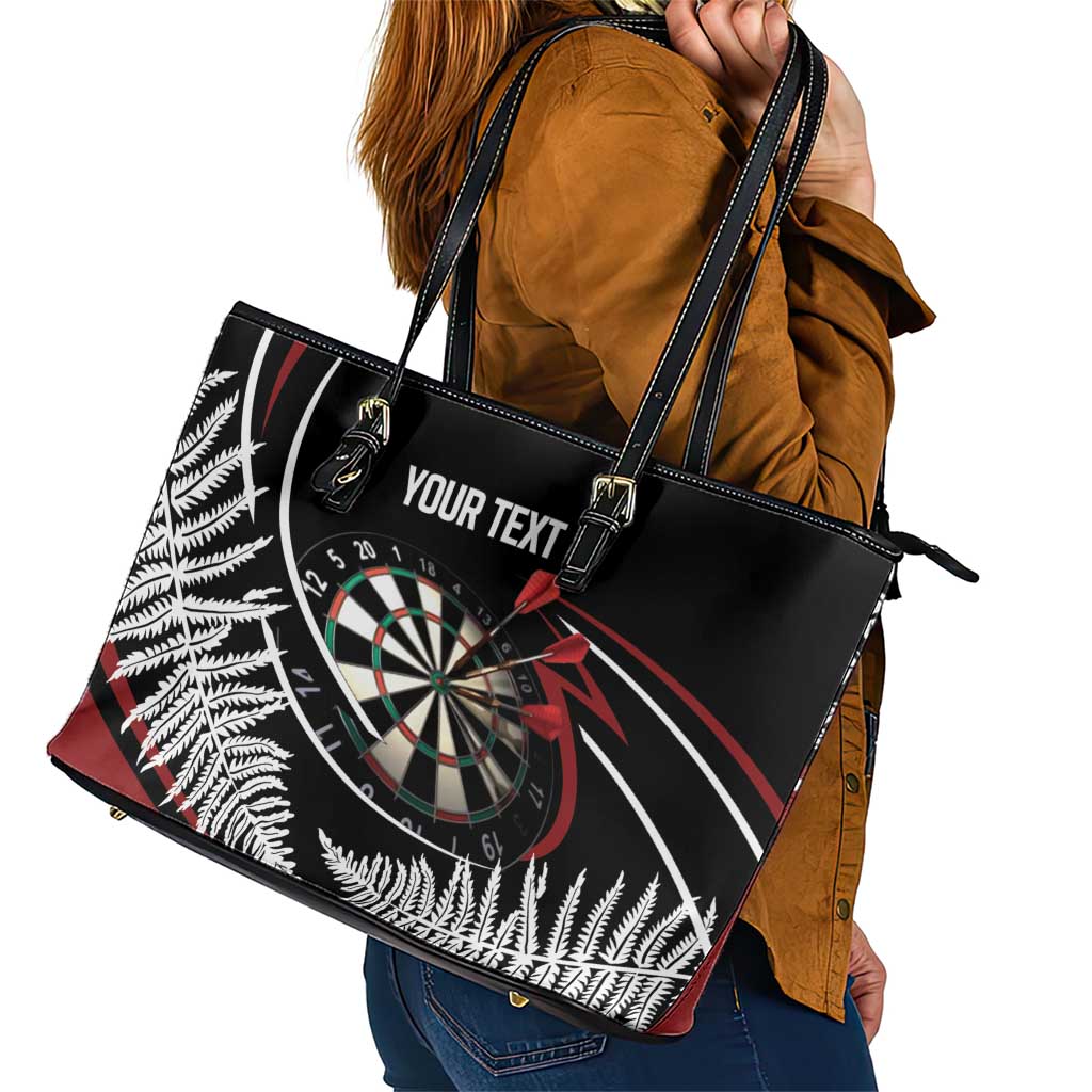 New Zealand Darts Personalised Leather Tote Bag Silver Fern Dynamic
