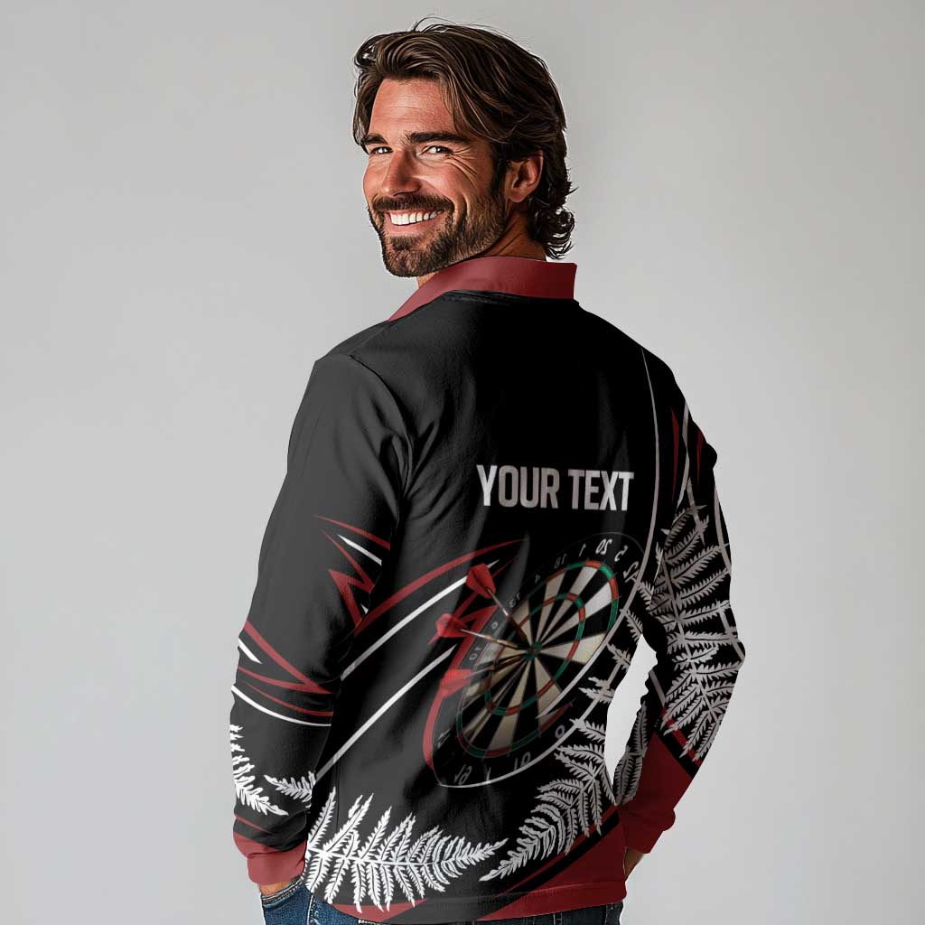 New Zealand Darts Personalised Long Sleeve Polo Shirt Silver Fern Dynamic