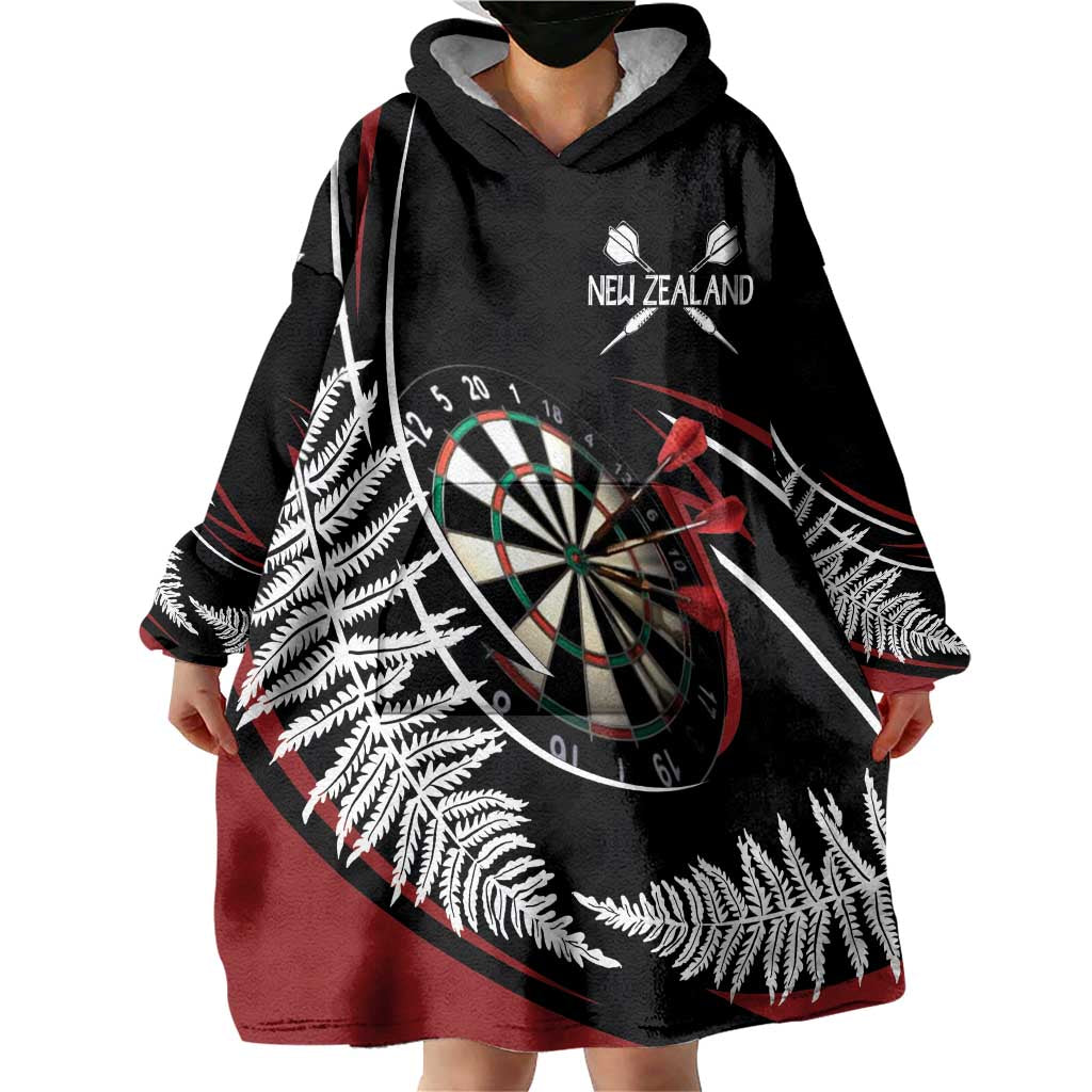 New Zealand Darts Personalised Wearable Blanket Hoodie Silver Fern Dynamic LT7 - Polynesian Pride
