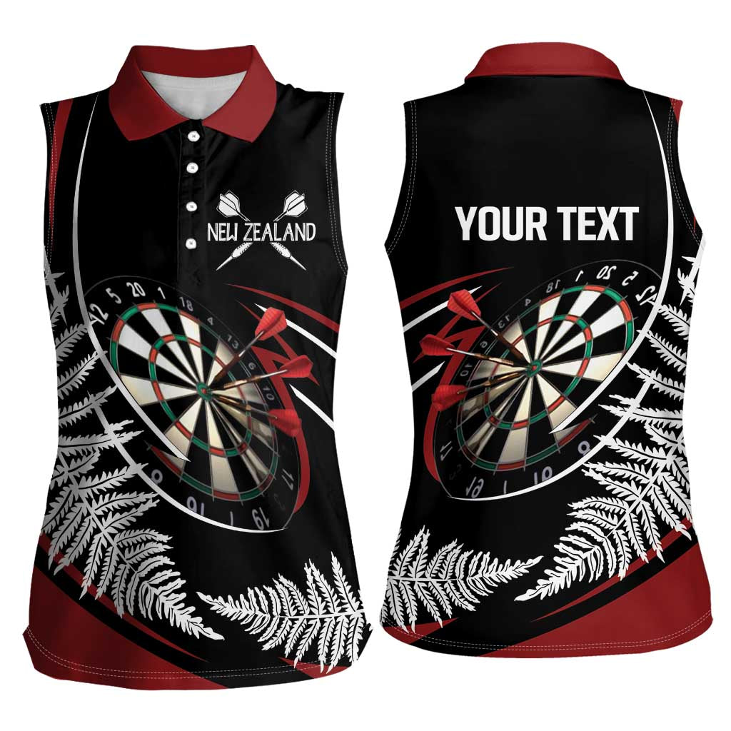 New Zealand Darts Personalised Women Sleeveless Polo Shirt Silver Fern Dynamic