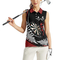 New Zealand Darts Personalised Women Sleeveless Polo Shirt Silver Fern Dynamic