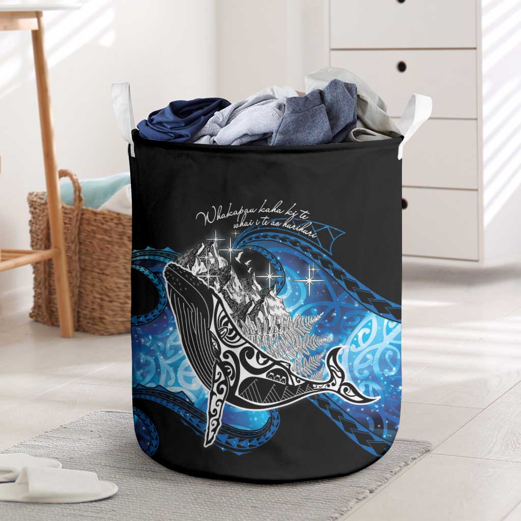 Maori Matariki Te Araroa Paikea Starry Laundry Basket Tangaroa Whakatauki LT7 Black - Polynesian Pride