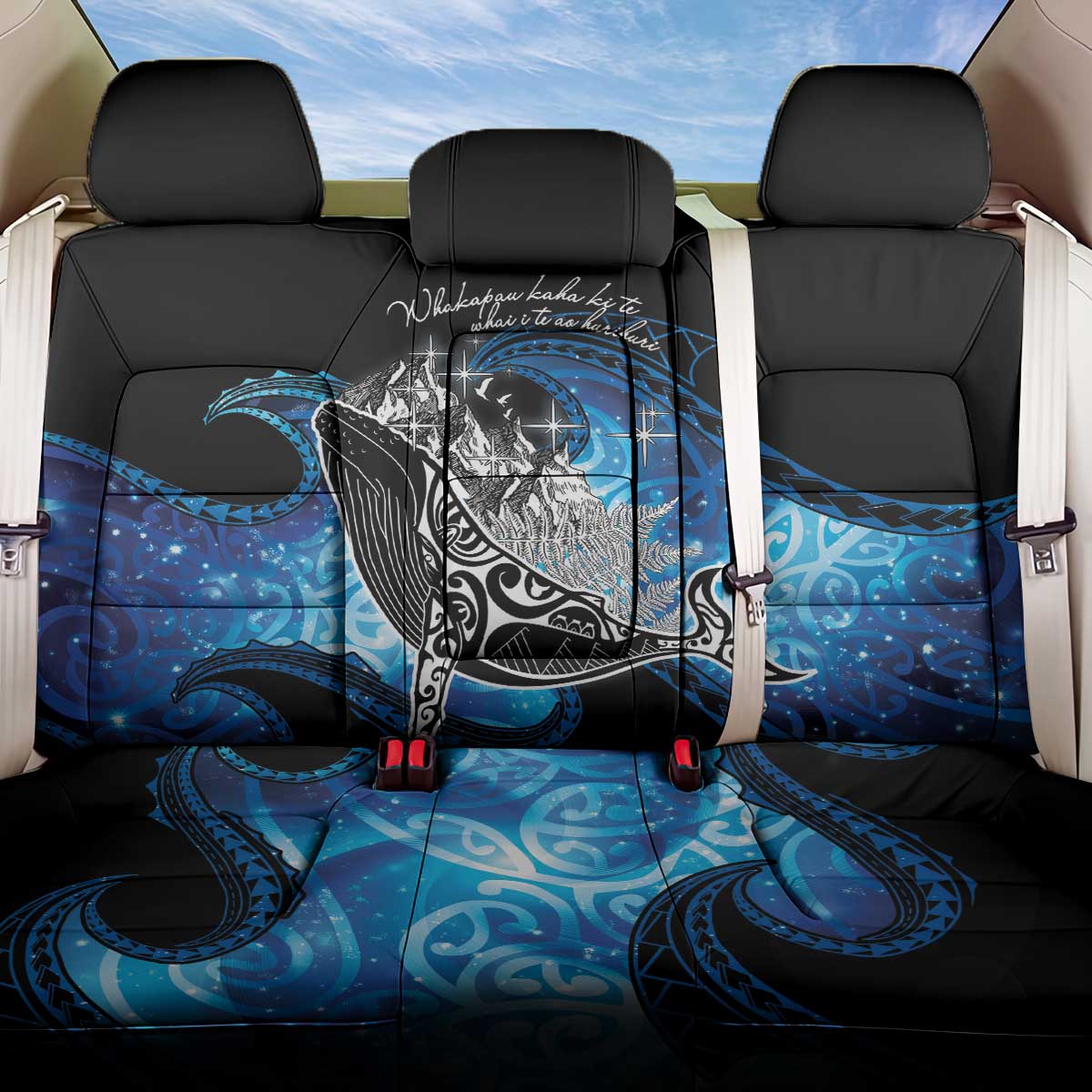 Maori Matariki Te Araroa Paikea Starry Back Car Seat Cover Tangaroa Whakatauki LT7 One Size Black - Polynesian Pride