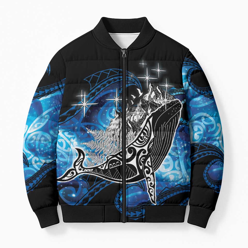 Maori Matariki Te Araroa Paikea Starry Bomber Puffer Jacket Tangaroa Whakatauki LT7 Unisex Black - Polynesian Pride