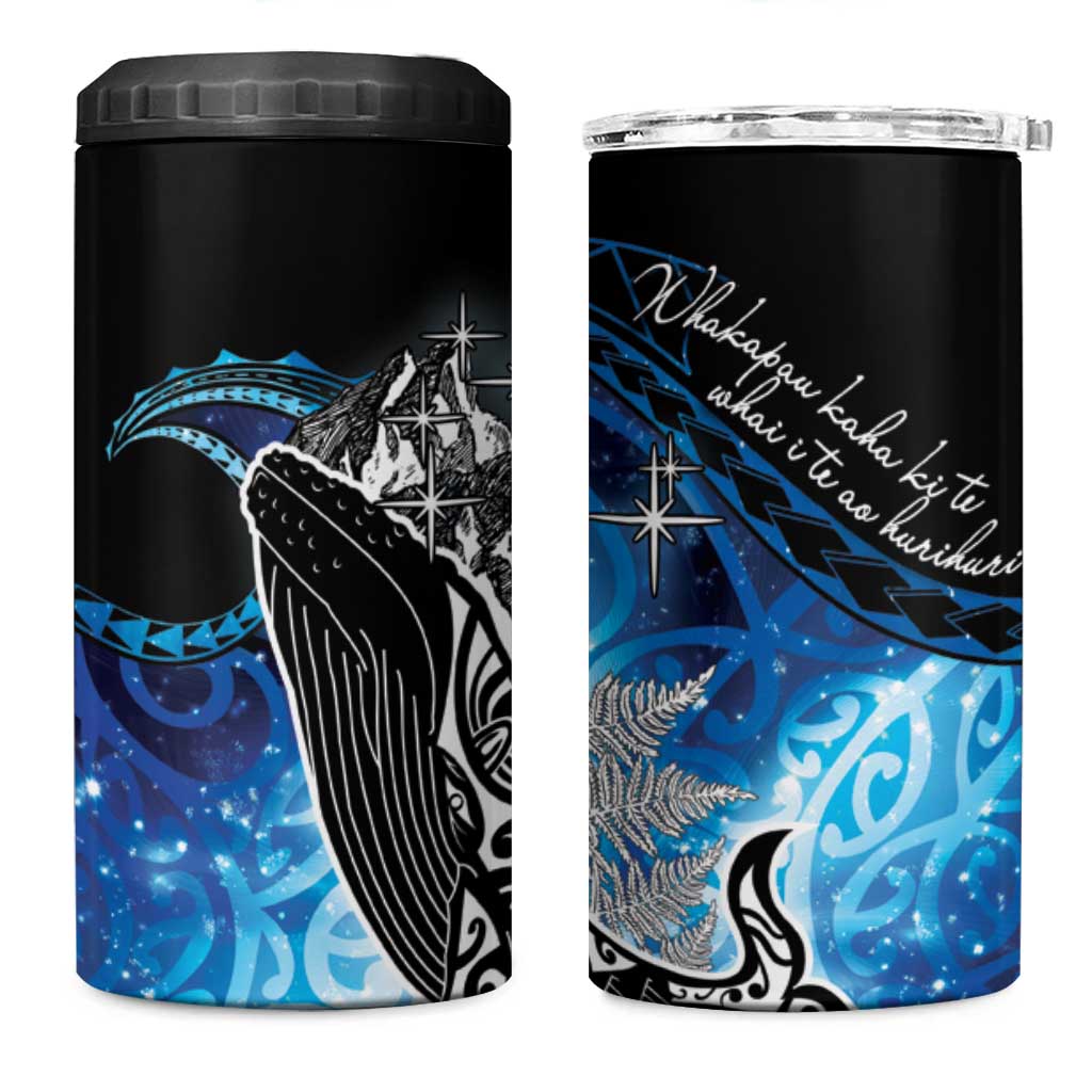 Maori Matariki Te Araroa Paikea Starry 4 in 1 Can Cooler Tumbler Tangaroa Whakatauki LT7 One Size: 16 oz Black - Polynesian Pride