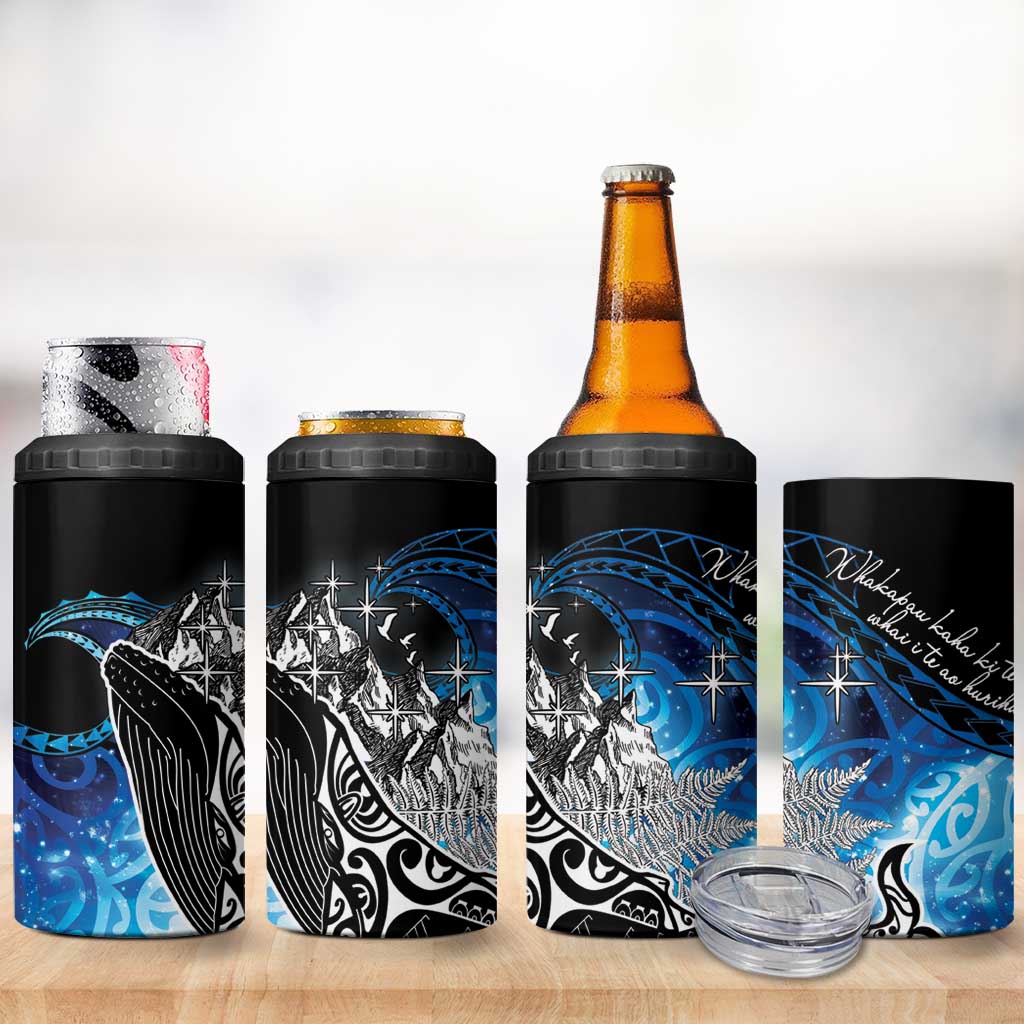 Maori Matariki Te Araroa Paikea Starry 4 in 1 Can Cooler Tumbler Tangaroa Whakatauki LT7 - Polynesian Pride