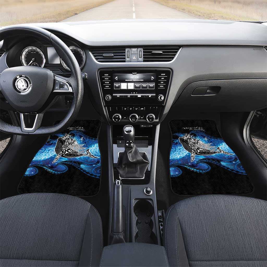 Maori Matariki Te Araroa Paikea Starry Car Mats Tangaroa Whakatauki LT7 Set 2pcs - Front Black - Polynesian Pride